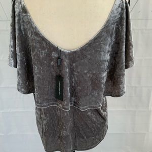 Grey crushed velvet blouse